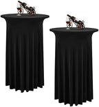 2 Packs Black Round Cocktail Table Skirt 24"x 43"