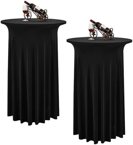 2 Packs Black Round Cocktail Table Skirt 24"x 43"