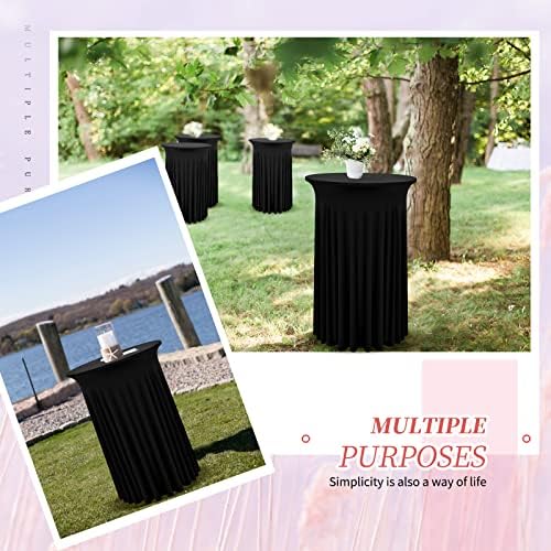 2 Packs Black Round Cocktail Table Skirt 24"x 43", alternate view 6