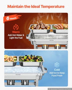 2 Packs Chafing Dishes for Buffet Set, 9QT Stainless Steel Chafer in Silver, alternate view 4