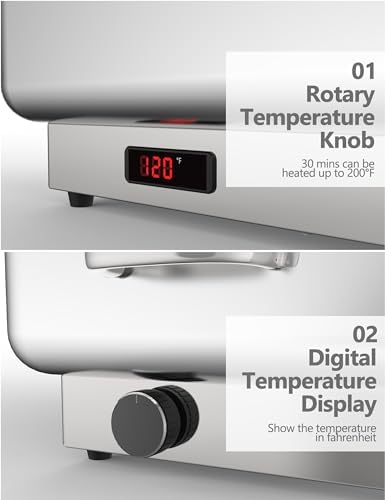 2 Packs Electric Chafing Dishes Adjustable Temp Roll Top Food Warmer in Silver, alternate view 5