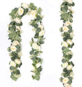 2 Packs Eucalyptus Garland with Flowers, 6.56ft Artificial Flower Greenery Garlands Natural Looking, Floral