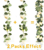 2 Packs Eucalyptus Garland with Flowers, 6.56ft Artificial Flower Greenery Garlands Natural Looking, Floral, alternate view 3