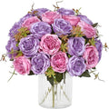 2 Packs Peonies Artificial Flowers, Dark Purple Silk Artificial Peonies in Dark Pinkish-purple
