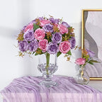 2 Packs Peonies Artificial Flowers, Dark Purple Silk Artificial Peonies in Dark Pinkish-purple, alternate view 3