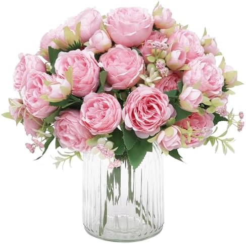 2 Packs Peonies Artificial Flowers, Light Pink Silk Artificial Peonies in Light Pink