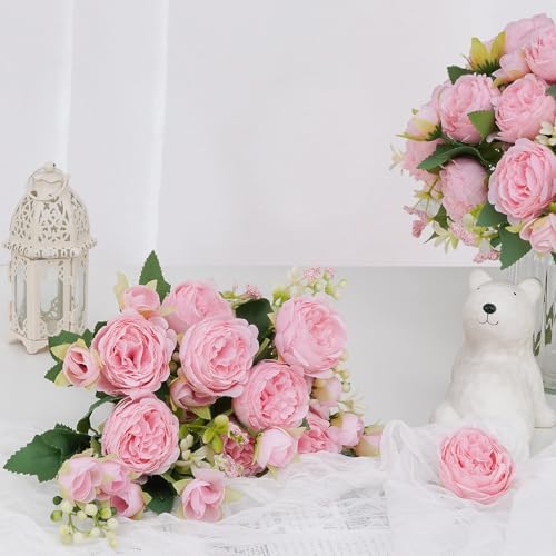 2 Packs Peonies Artificial Flowers, Light Pink Silk Artificial Peonies in Light Pink, alternate view 5