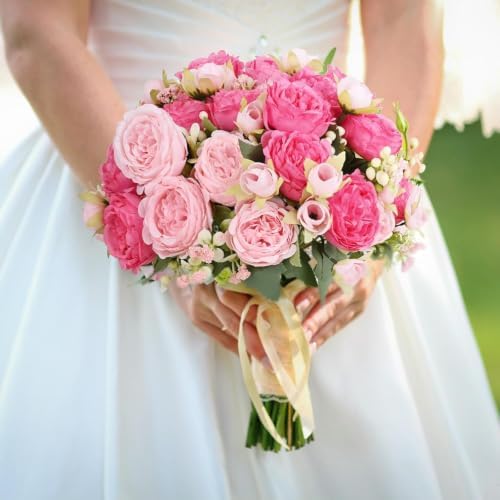 2 Packs Peonies Artificial Flowers, Mixed Pink Artificial Peonies, Silk Peonies Flowers Fake Peonies Artificial, alternate