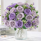 2 Packs Peonies Artificial Flowers, Mixed Purple Silk Artificial Peonies in Mixed Purple