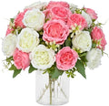 2 Packs Peonies Artificial Flowers Mixed White Pink Silk Artificial Peonies in Mixed White Pink