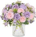 2 Packs Peonies Artificial Flowers, Pinkish-Purple Silk Artificial Peonies in Pinkish-purple