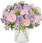 2 Packs Peonies Artificial Flowers, Pinkish-Purple Silk Artificial Peonies in Pinkish-purple