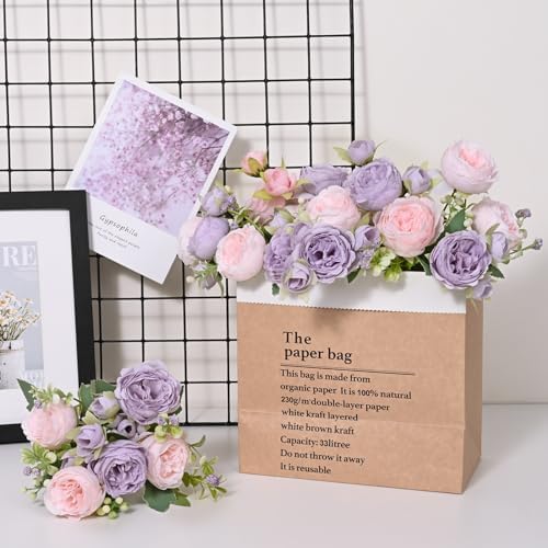 2 Packs Peonies Artificial Flowers, Pinkish-Purple Silk Artificial Peonies in Pinkish-purple, alternate view 2