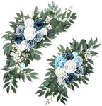 2 Packs Wedding Arch Flowers, 28”/20” Blue Artificial Flower Swag for Wedding Welcome Signs Ceremony, Reception