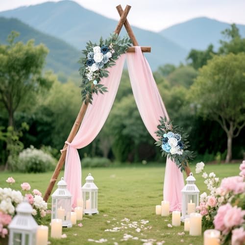 2 Packs Wedding Arch Flowers, 28”/20” Blue Artificial Flower Swag for Wedding Welcome Signs Ceremony, Reception, alternate