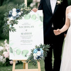 2 Packs Wedding Arch Flowers, 28”/20” Blue Artificial Flower Swag for Wedding Welcome Signs Ceremony, Reception, alternate