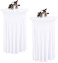 2 Packs White Round Cocktail Table Skirt 24"x 43"