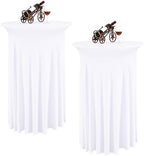 2 Packs White Round Cocktail Table Skirt 24"x 43"
