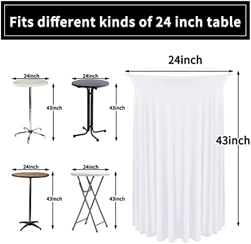 2 Packs White Round Cocktail Table Skirt 24"x 43", alternate view 3