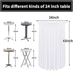 2 Packs White Round Cocktail Table Skirt 24"x 43", alternate view 3