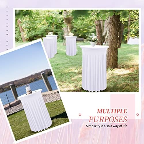 2 Packs White Round Cocktail Table Skirt 24"x 43", alternate view 6