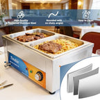 2 Pan Commercial Food Warmer 21 Qt Electrical Bain Marie Buffet in Silver, alternate view 4