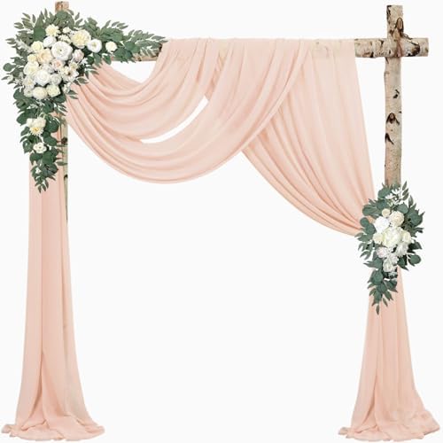 2 Panels 20Ft Length x 28" Width Light Peach Wedding Arch Draping Fabric Arch Drapes Chiffon Fabric Sheer