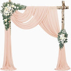 2 Panels 20Ft Length x 28" Width Light Peach Wedding Arch Draping Fabric Arch Drapes Chiffon Fabric Sheer