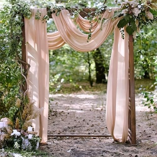 2 Panels 20Ft Length x 28" Width Light Peach Wedding Arch Draping Fabric Arch Drapes Chiffon Fabric Sheer, alternate view 2