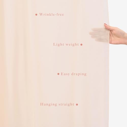 2 Panels 20Ft Length x 28" Width Light Peach Wedding Arch Draping Fabric Arch Drapes Chiffon Fabric Sheer, alternate view 5