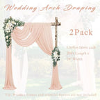 2 Panels 20Ft Length x 28" Width Light Peach Wedding Arch Draping Fabric Arch Drapes Chiffon Fabric Sheer, alternate view 6