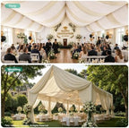 2 Panels 5ft(W) x 20ft(L) Beige Ceiling Drapes for Wedding Parties, alternate view 4