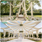 2 Panels 5ft(W) x 20ft(L) Beige Ceiling Drapes for Wedding Parties, alternate view 5