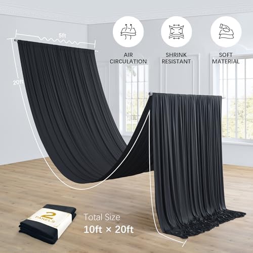 2 Panels 5ft(W) x 20ft(L) Black Ceiling Drapes for Halloween Parties, alternate view 3