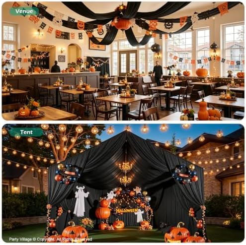 2 Panels 5ft(W) x 20ft(L) Black Ceiling Drapes for Halloween Parties, alternate view 4