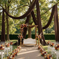 2 Panels 5ft(W) x 20ft(L) Brown Ceiling Drapes for Wedding Parties