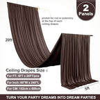 2 Panels 5ft(W) x 20ft(L) Brown Ceiling Drapes for Wedding Parties, alternate view 6