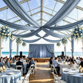2 Panels 5ft(W) x 20ft(L) Dusty Blue Ceiling Drapes for Wedding Parties