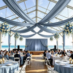 2 Panels 5ft(W) x 20ft(L) Dusty Blue Ceiling Drapes for Wedding Parties
