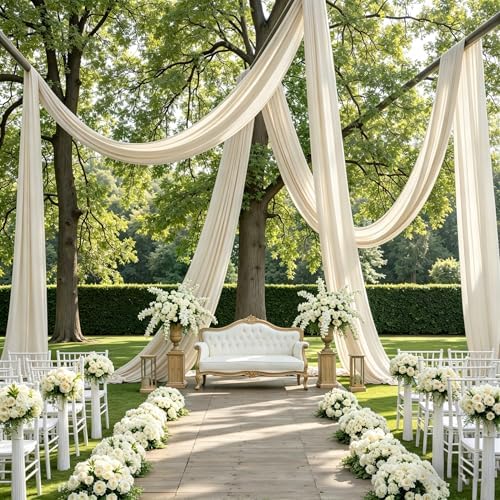 2 Panels 5ft(W) x 20ft(L) Ivory Ceiling Drapes for Wedding Parties