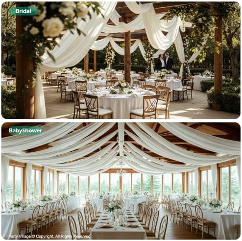 2 Panels 5ft(W) x 20ft(L) Ivory Ceiling Drapes for Wedding Parties, alternate view 4