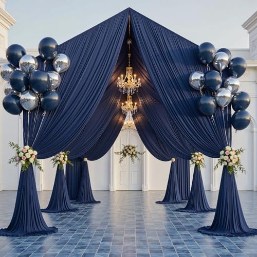 2 Panels 5ft(W) x 20ft(L) Navy Blue Ceiling Drapes for Wedding Parties