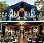 2 Panels 5ft(W) x 20ft(L) Navy Blue Ceiling Drapes for Wedding Parties, alternate view 3