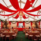 2 Panels 5ft(W) x 20ft(L) Red Ceiling Drapes for Christmas Parties