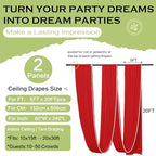 2 Panels 5ft(W) x 20ft(L) Red Ceiling Drapes for Christmas Parties, alternate view 3