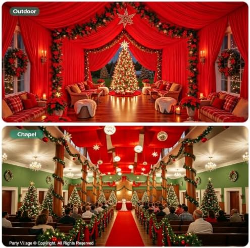 2 Panels 5ft(W) x 20ft(L) Red Ceiling Drapes for Christmas Parties, alternate view 6