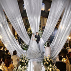 2 Panels 5ft(W) x 20ft(L) Silver Backdrop Curtain for Wedding Parties