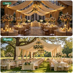2 Panels 5ft(W) x 20ft(L) Soft Tan Ceiling Drapes for Wedding Parties, alternate view 3
