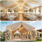2 Panels 5ft(W) x 20ft(L) Soft Tan Ceiling Drapes for Wedding Parties, alternate view 5