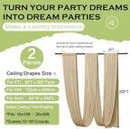 2 Panels 5ft(W) x 20ft(L) Soft Tan Ceiling Drapes for Wedding Parties, alternate view 6